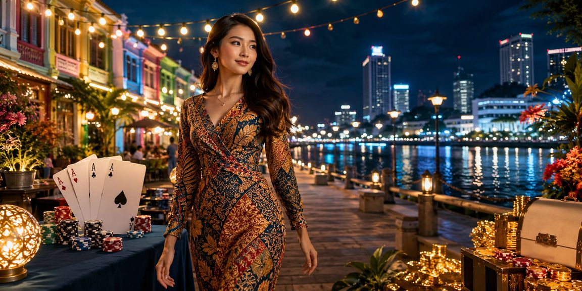 Permainan poker di bandar Pulau Pinang dengan latar batik